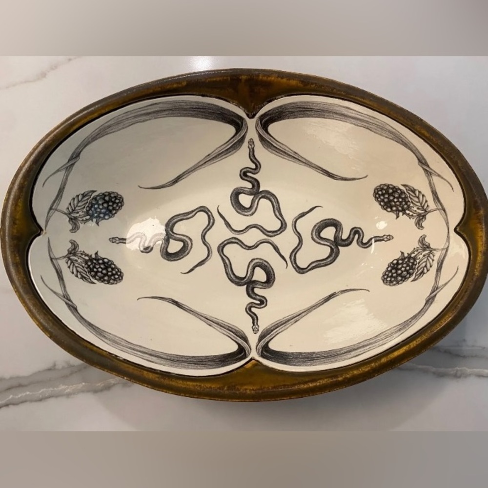 SOLD▪️Laura Zindel Large Snake Serving Dish. Rare, Collectible.